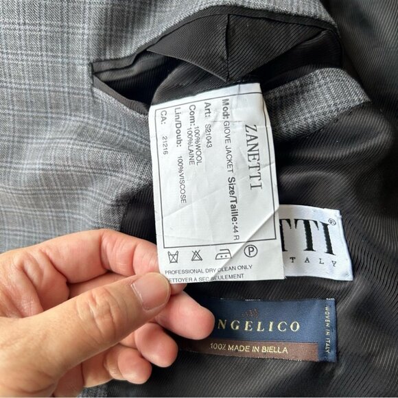 Zanetti Angelico Checked Pure Wool Blazer Made in Italy - Picture 11 of 11